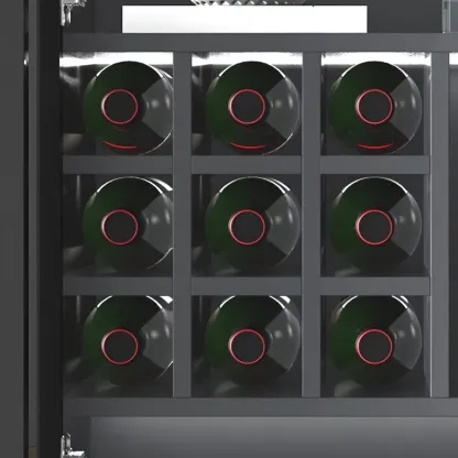 Large Modern Black Wood Wine Cabinet with Glass Doors Image - 6