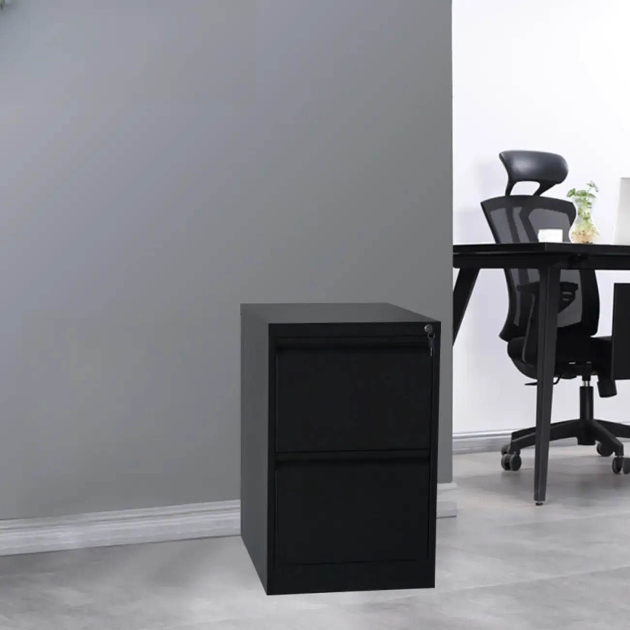 Modern Metal Vertical Filing Cabinet with Key Lock for Office Image - 3