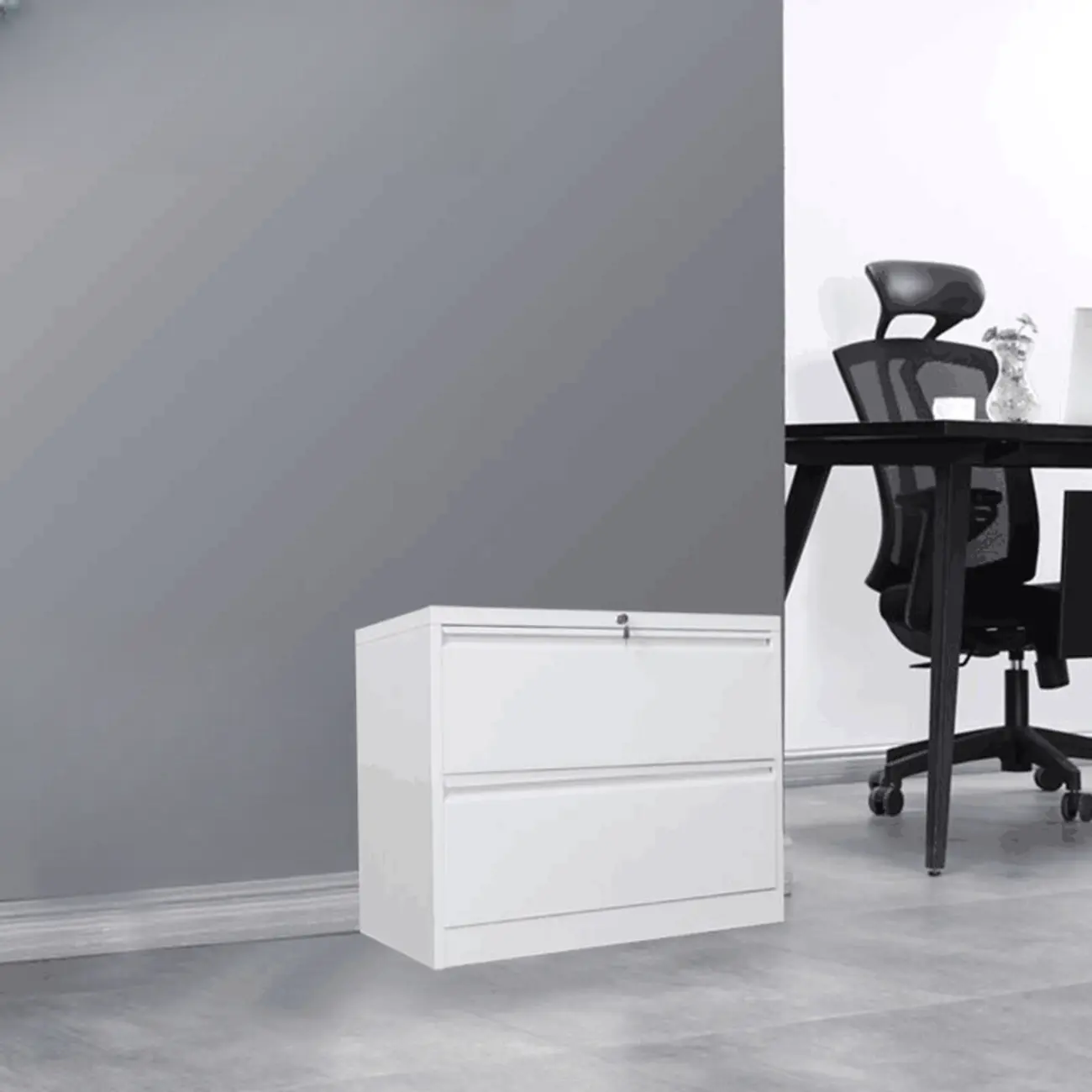 Modern Metal Vertical Filing Cabinet with Key Lock for Office Image - 4 | homeyfad