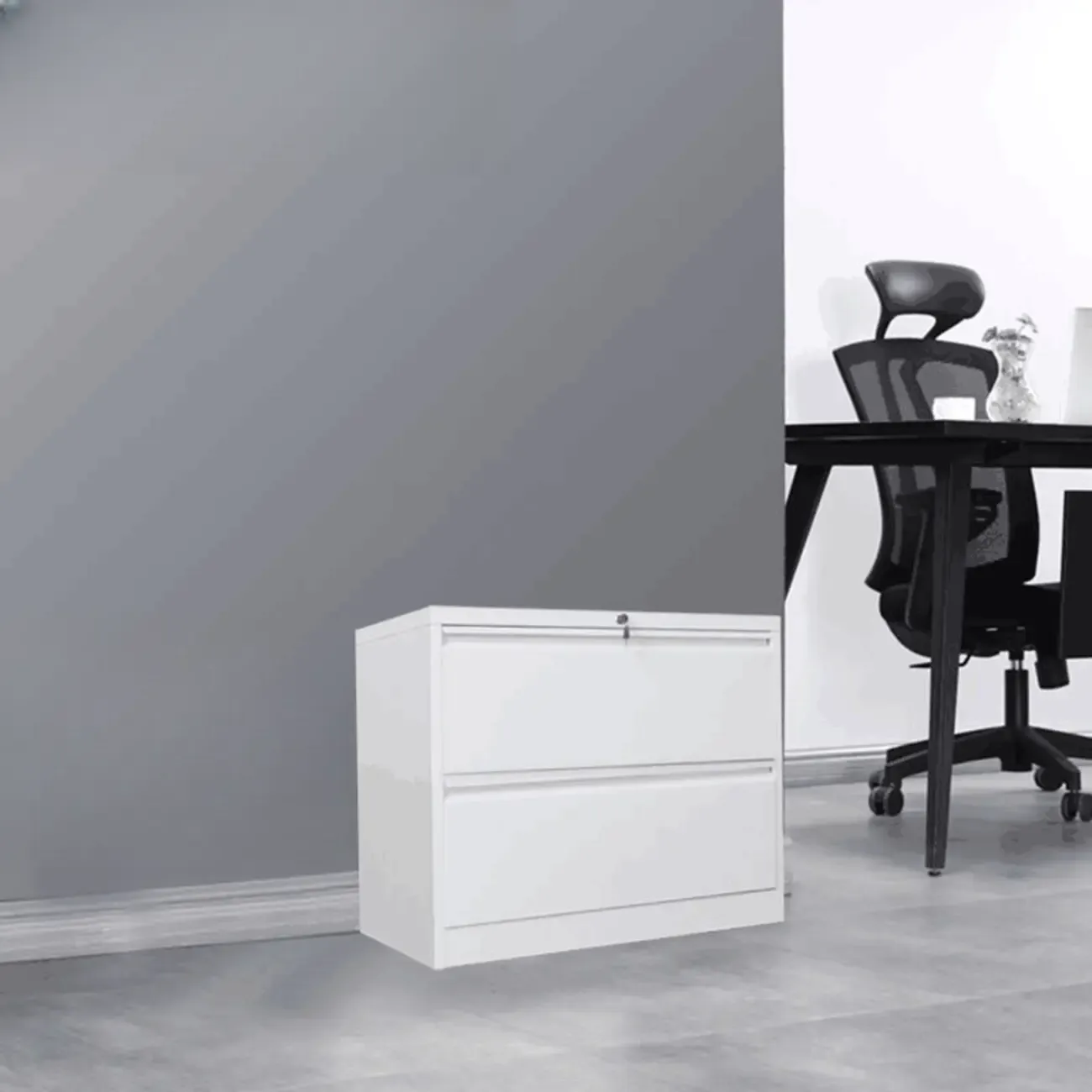Modern Metal Vertical Filing Cabinet with Key Lock for Office Image - 4