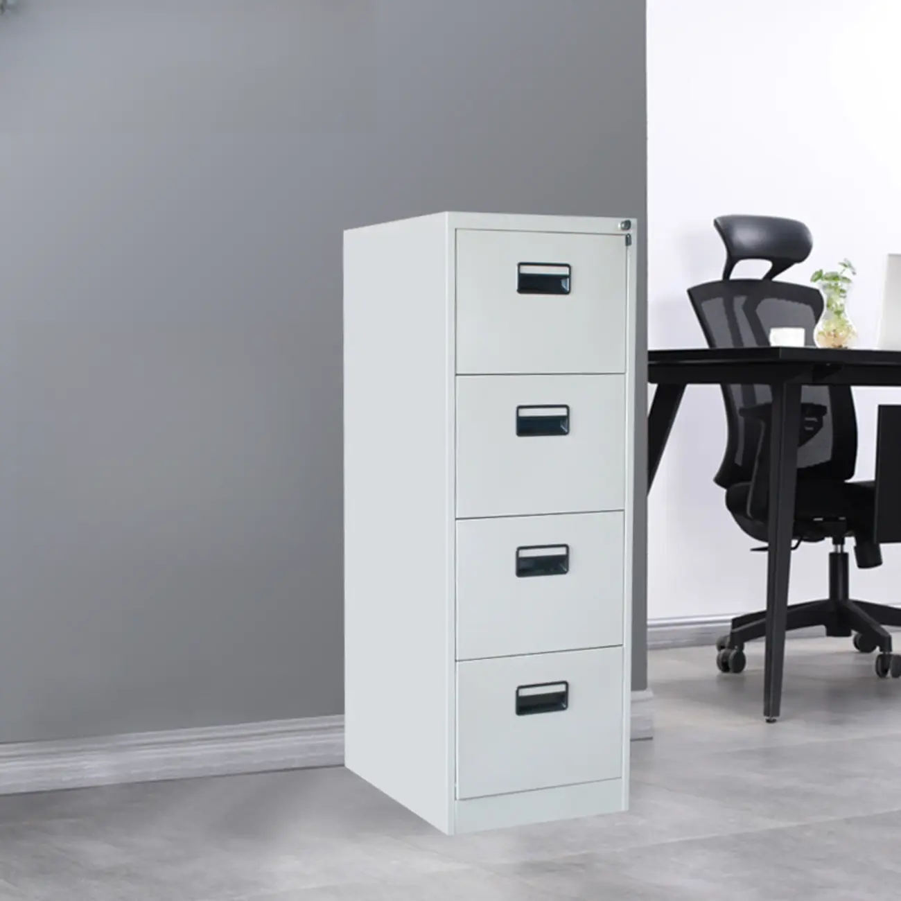 Modern Metal Vertical Filing Cabinet with Key Lock for Office Image - 6 | homeyfad