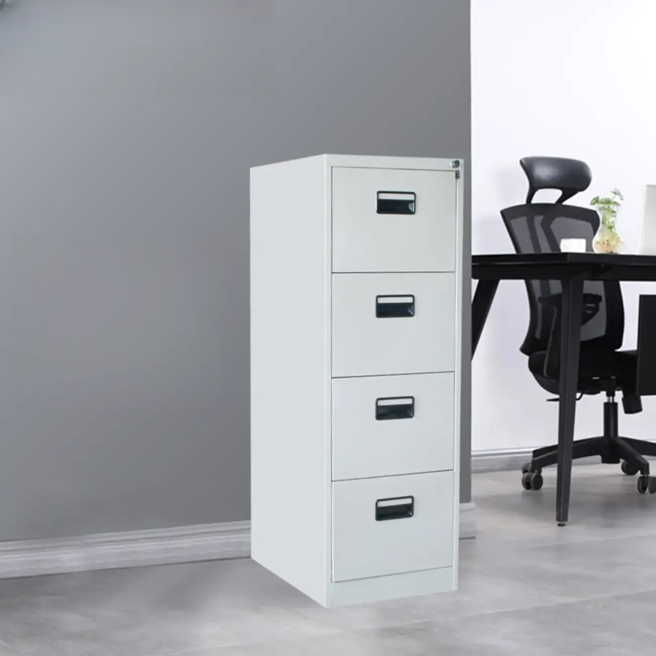 Modern Metal Vertical Filing Cabinet with Key Lock for Office Image - 6