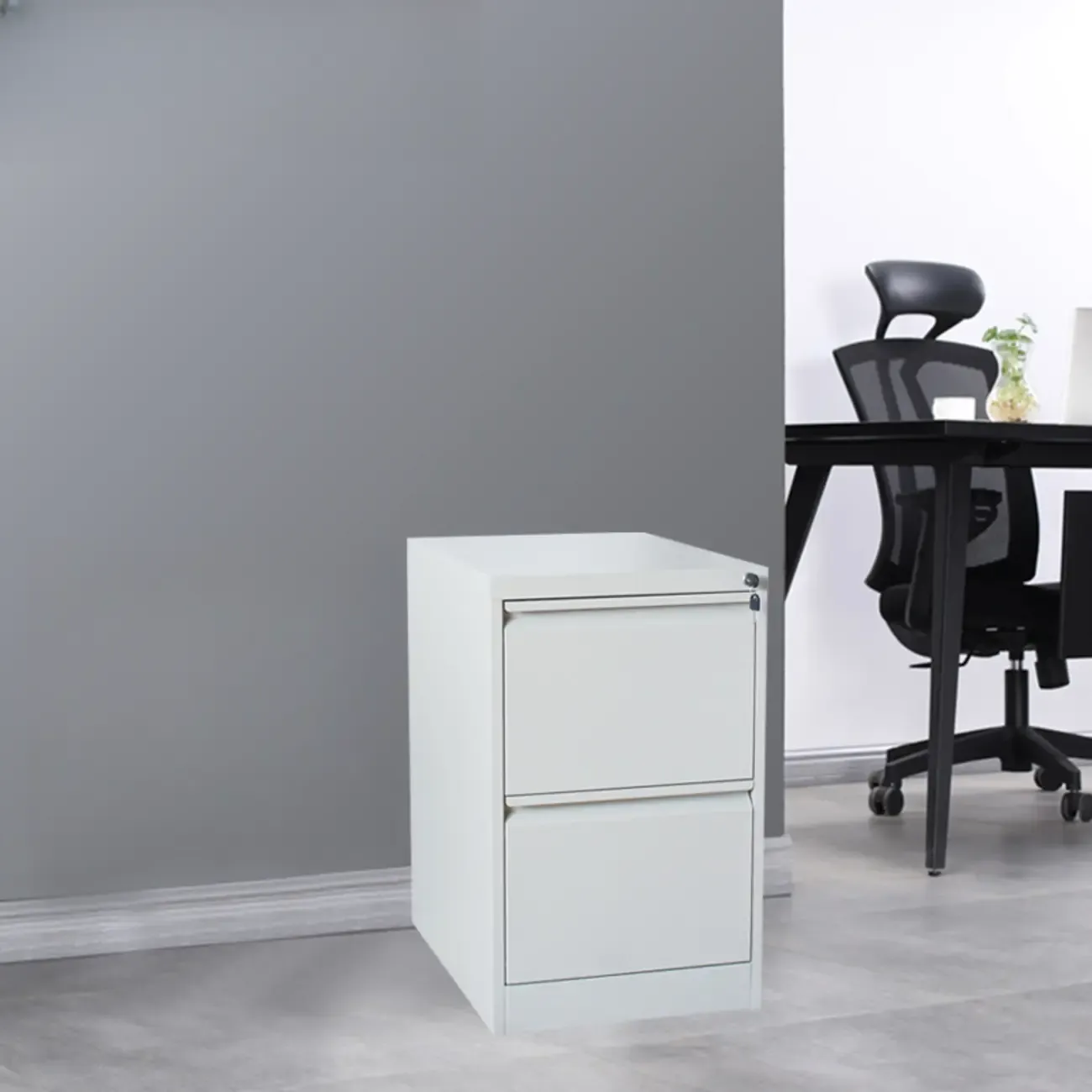Modern Metal Vertical Filing Cabinet with Key Lock for Office Image - 7