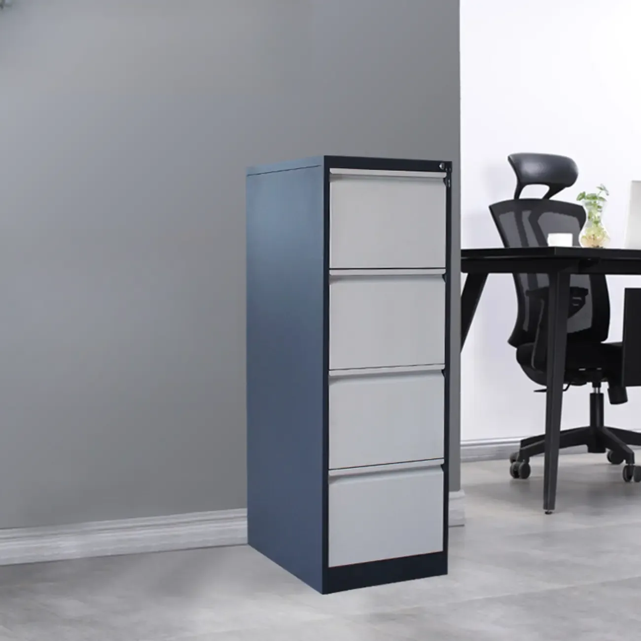 Modern Metal Vertical Filing Cabinet with Key Lock for Office Image - 8