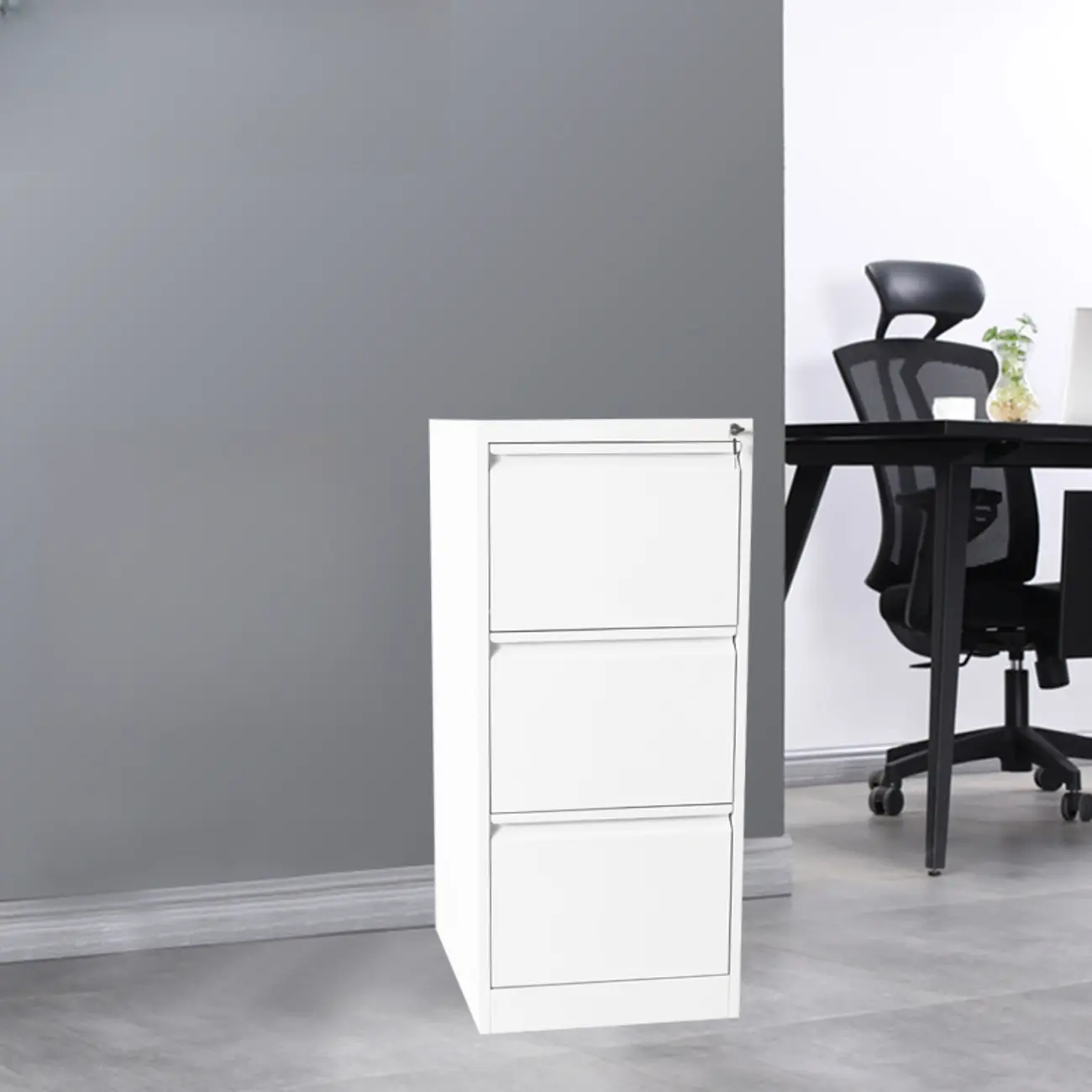 Modern Metal Vertical Filing Cabinet with Key Lock for Office Image - 9 | homeyfad