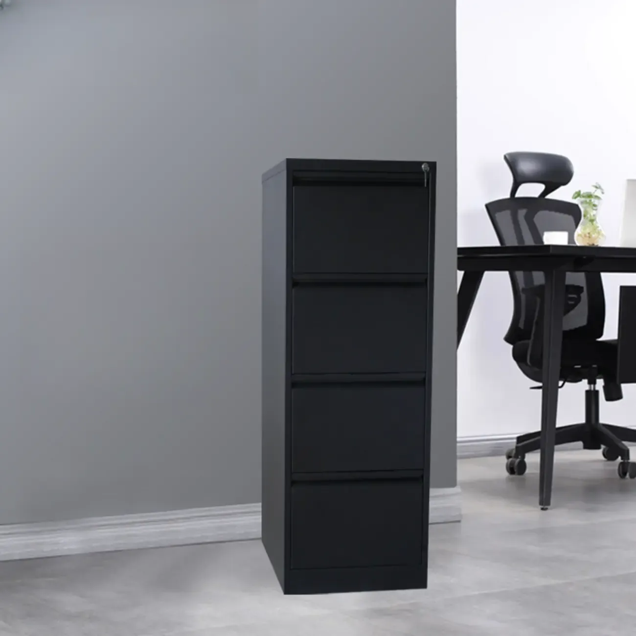 Modern Metal Vertical Filing Cabinet with Key Lock for Office Image - 10