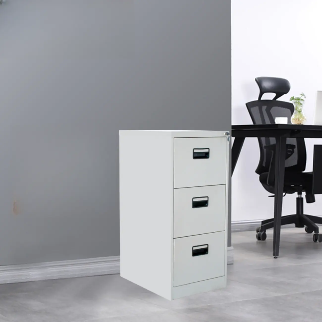 Modern Metal Vertical Filing Cabinet with Key Lock for Office Image - 11 | homeyfad