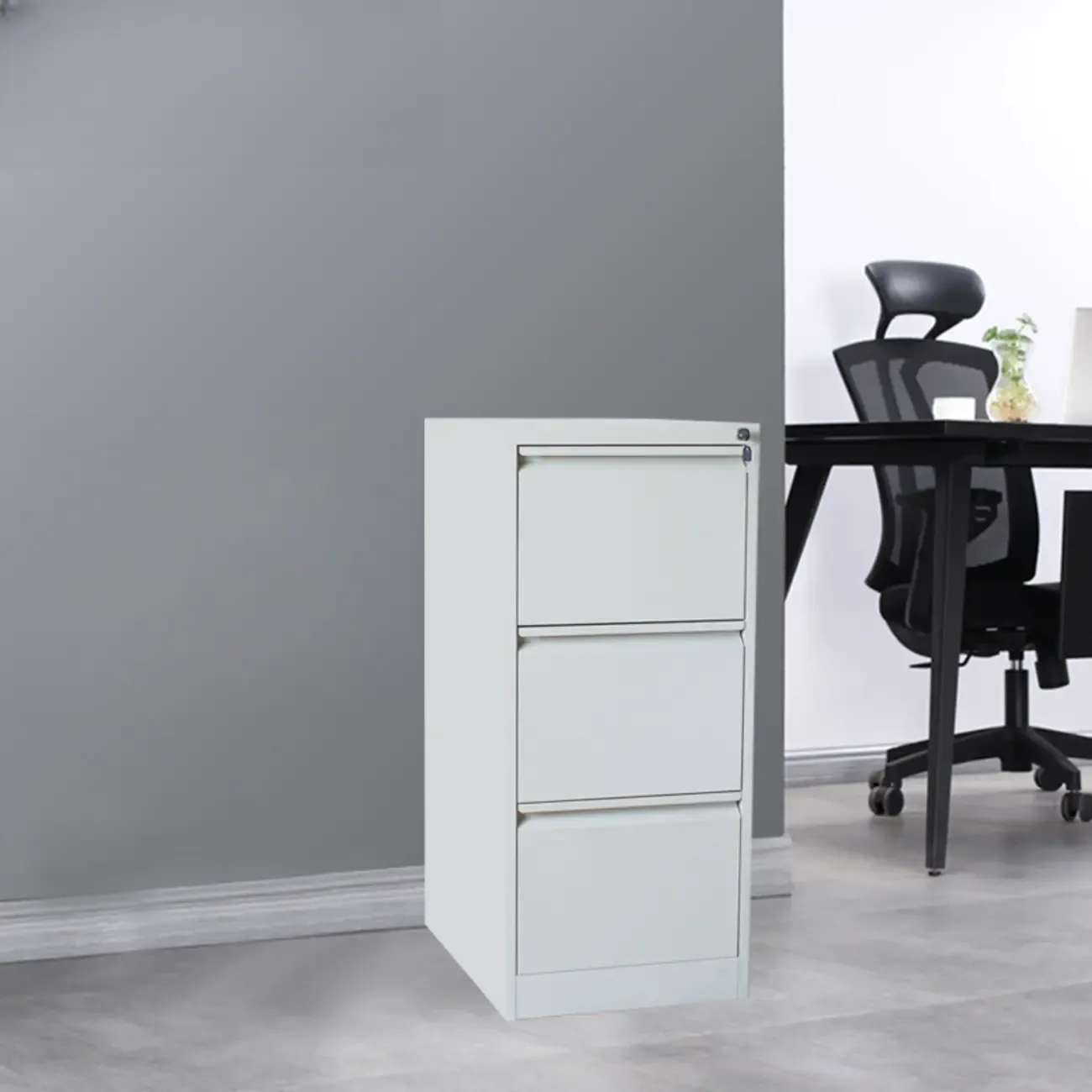 Modern Metal Vertical Filing Cabinet with Key Lock for Office Image - 13