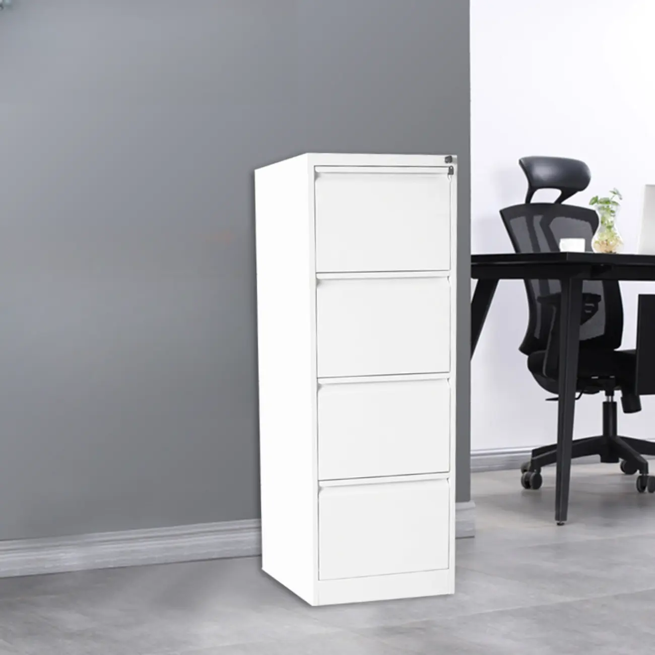 Modern Metal Vertical Filing Cabinet with Key Lock for Office Image - 15 | homeyfad