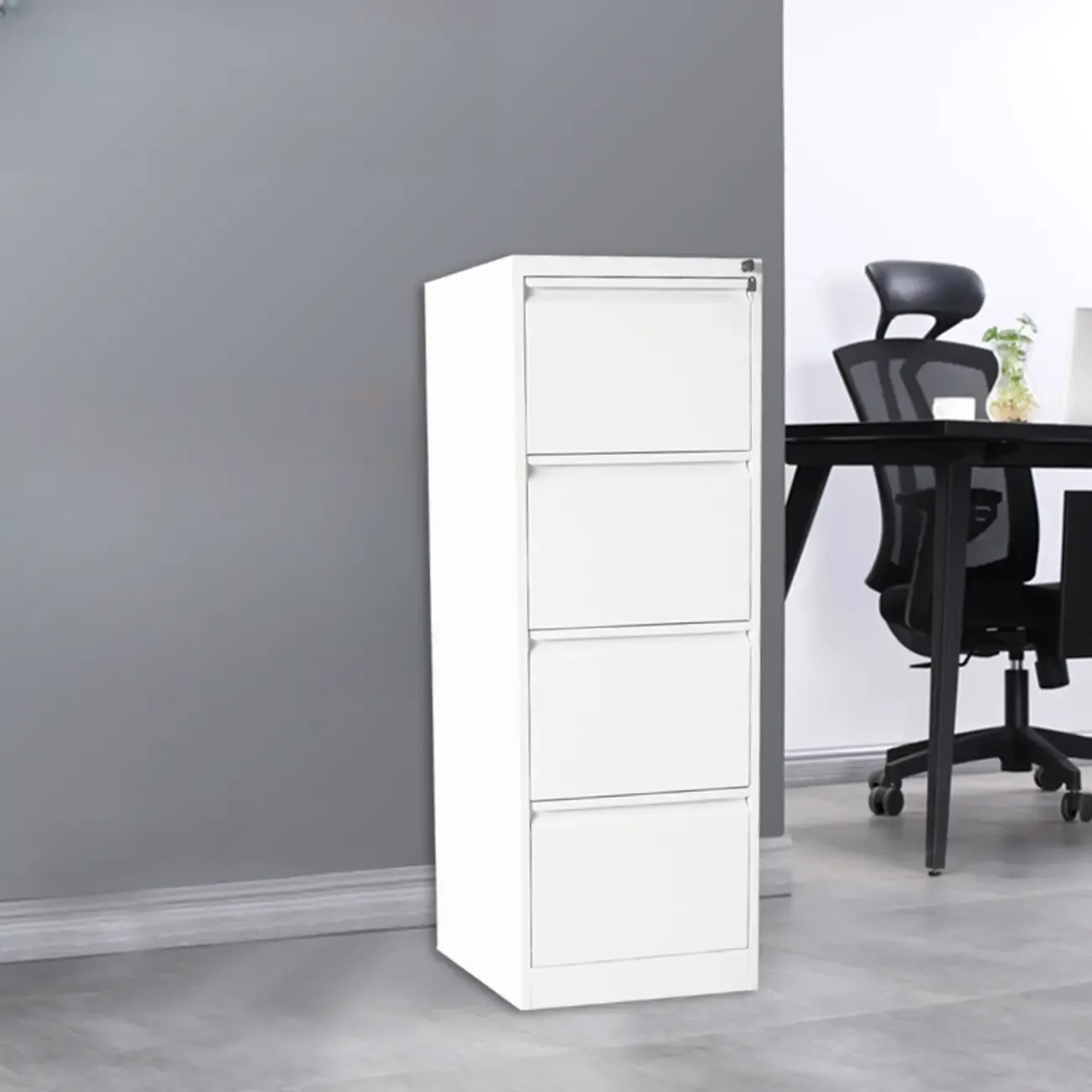 Modern Metal Vertical Filing Cabinet with Key Lock for Office Image - 15