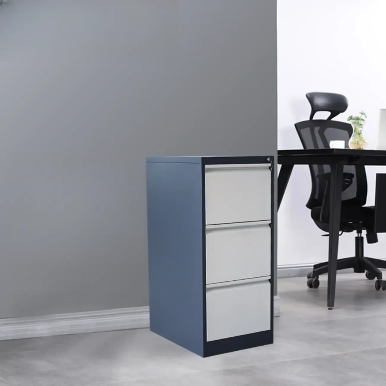 Modern Metal Vertical Filing Cabinet with Key Lock for Office Image - 17
