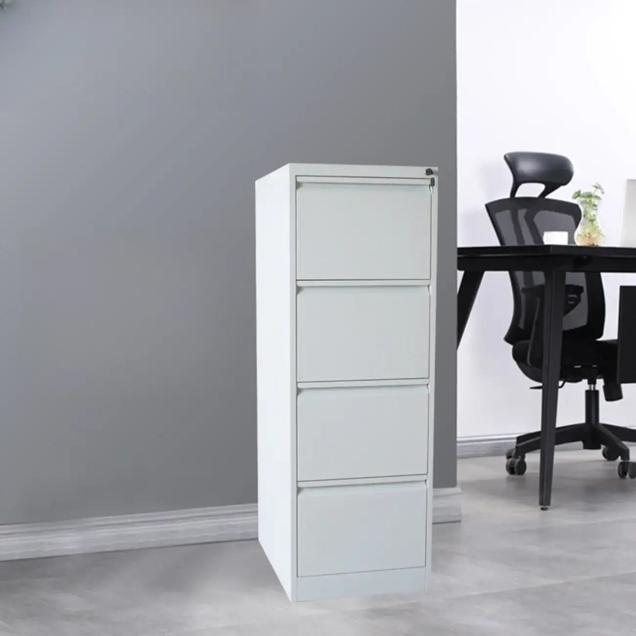 Modern Metal Vertical Filing Cabinet with Key Lock for Office Image - 18