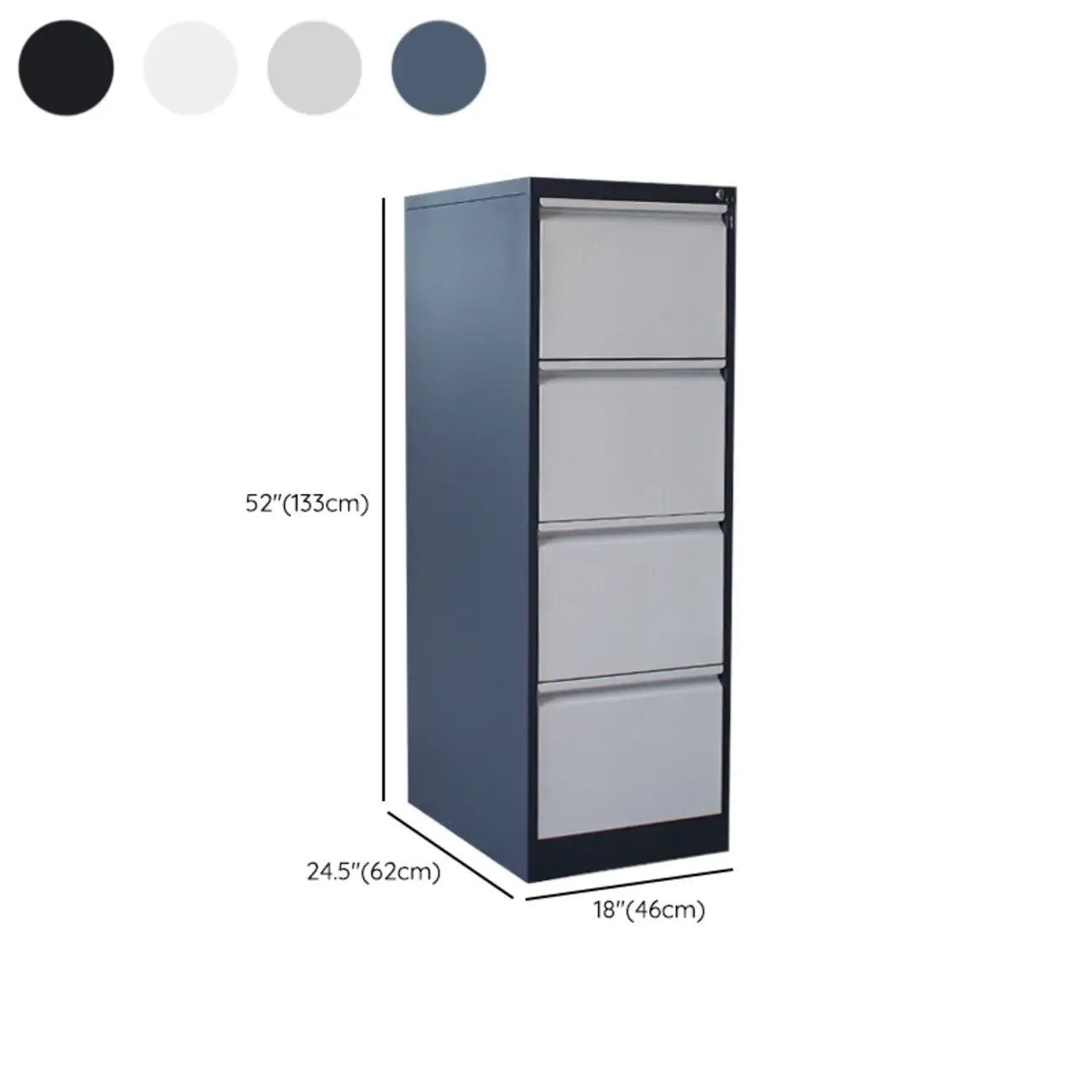 Modern Metal Vertical Filing Cabinet with Key Lock for Office Image - 29