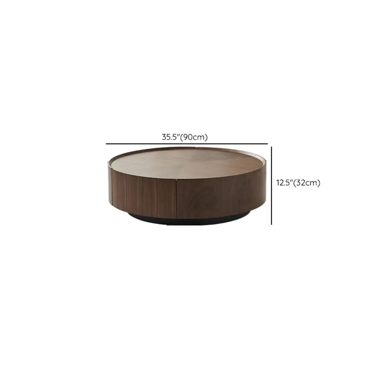 Modern Round Wood Coffee Table with Steel Base Image - 8