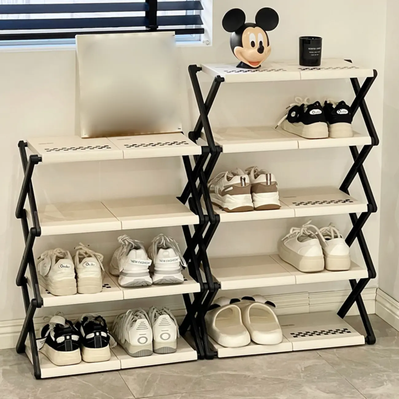 Foldable White Plastic Adjustable Shoe Rack Image - 1 | homeyfad