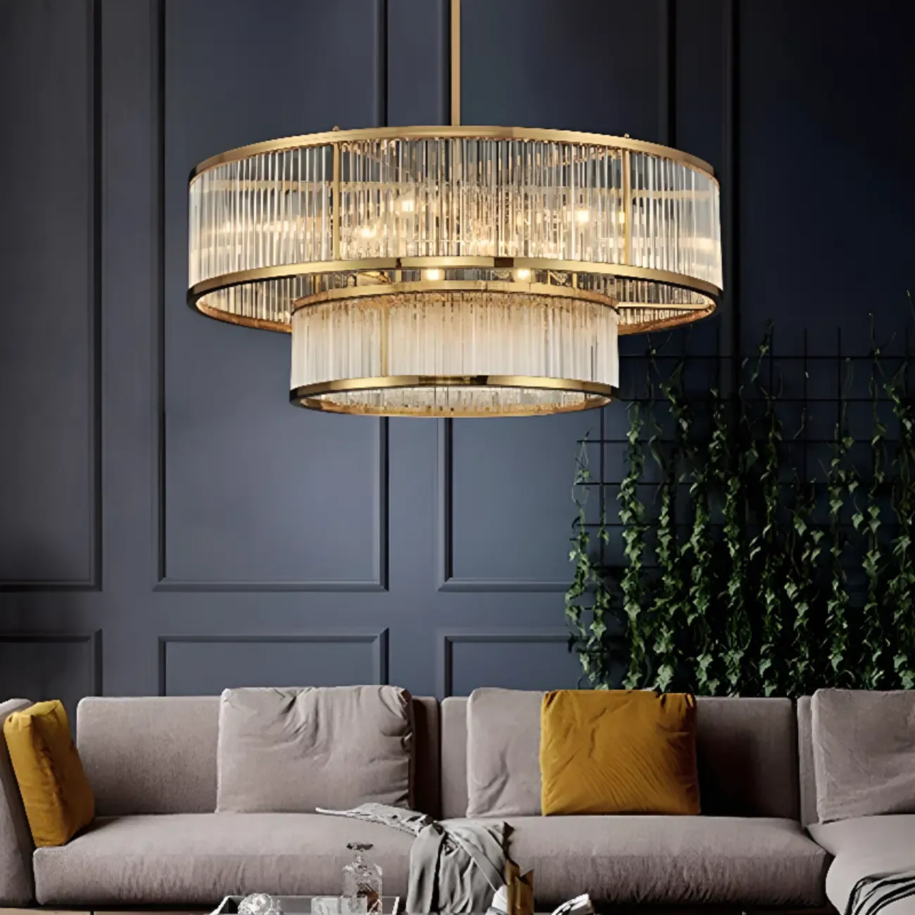 Glamorous Circle 2 Tiers Crystal Chandelier Image - 3