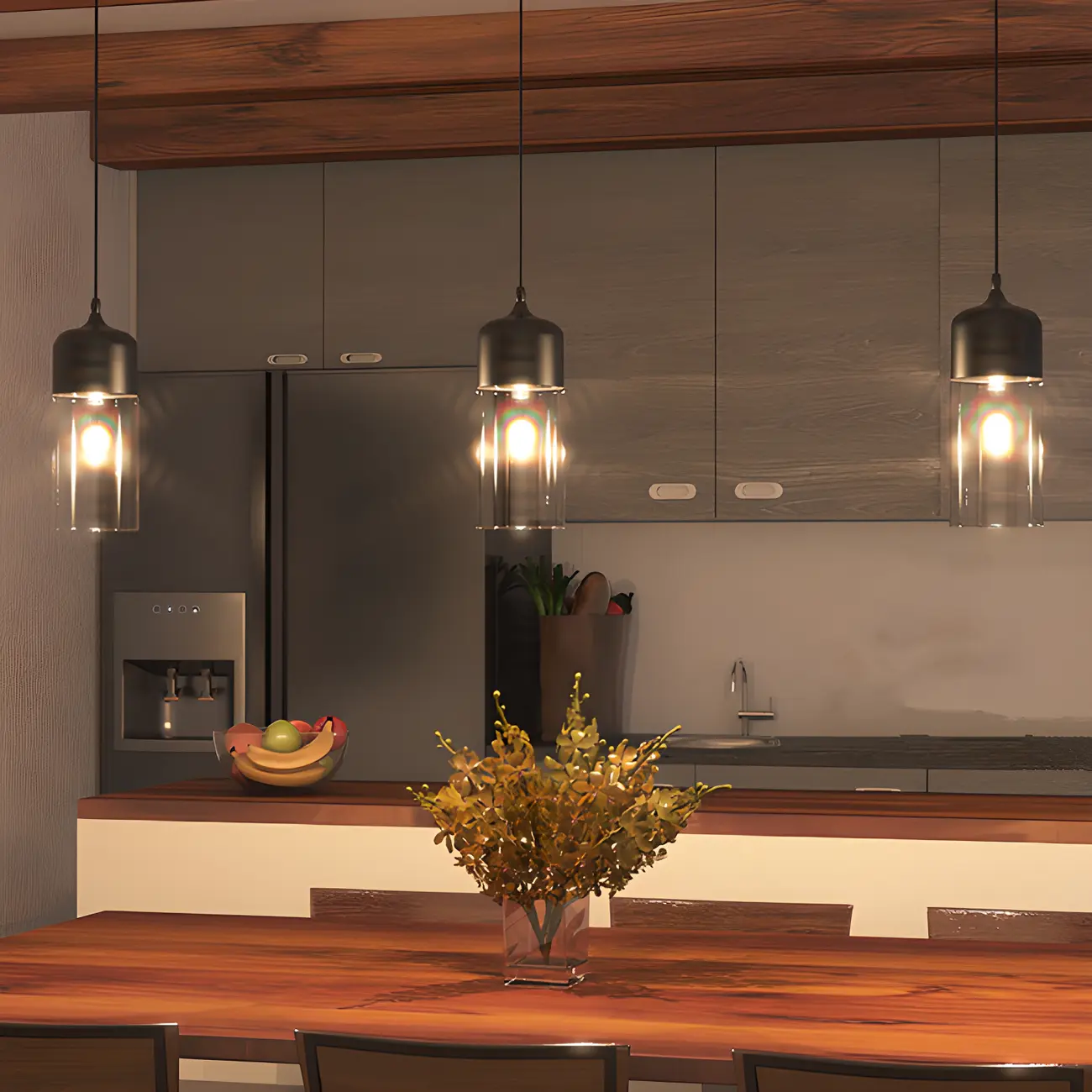 Modern Industrial Glass Pendant Light for Kitchen or Dining Image - 1 | homeyfad