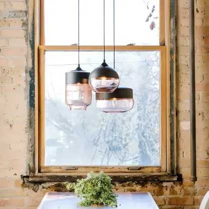 Modern Industrial Glass Pendant Light for Kitchen or Dining Image - 4