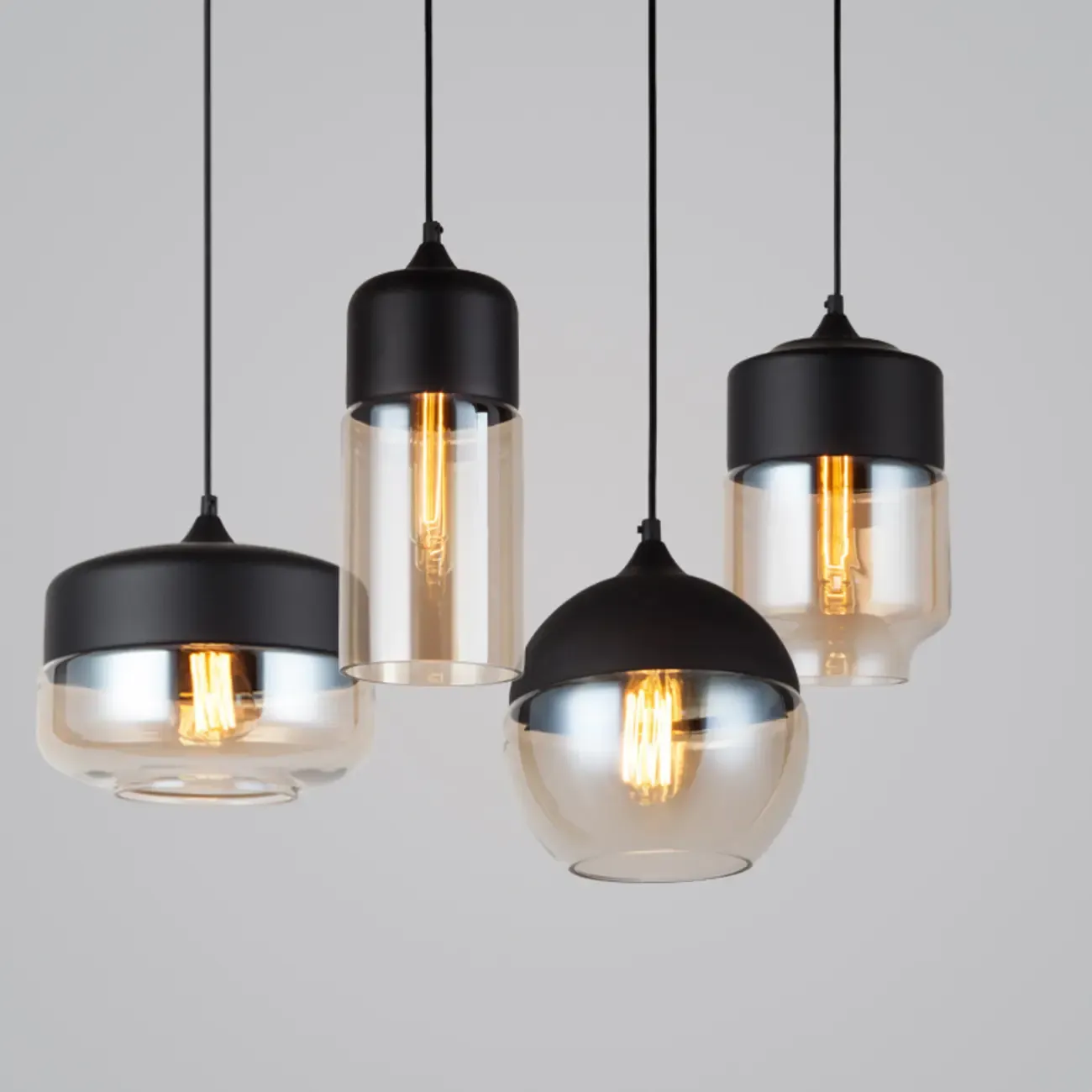 Modern Industrial Glass Pendant Light for Kitchen or Dining Image - 23