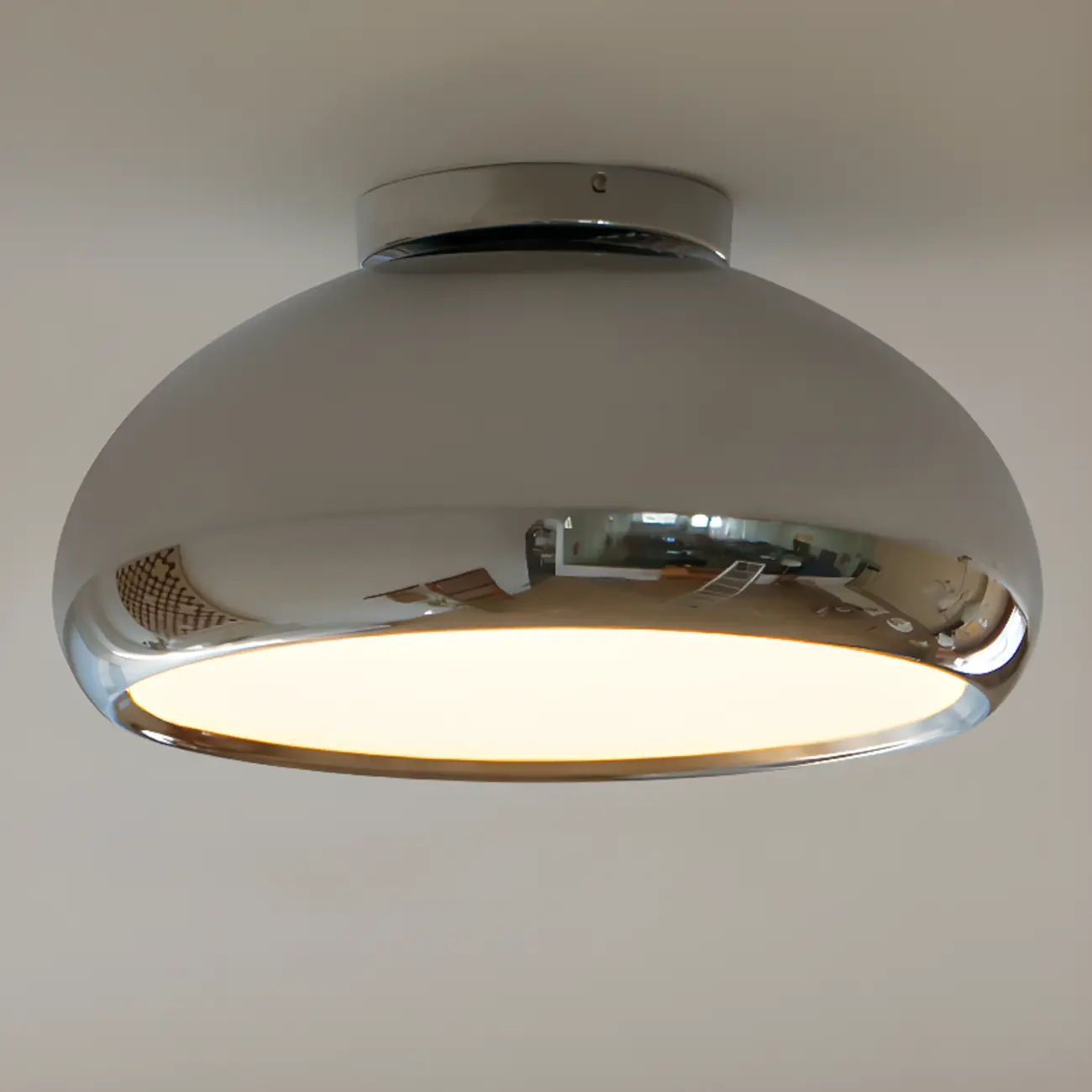 Modern Silver Round Semi Flush Ceiling Light Image - 4 | homeyfad