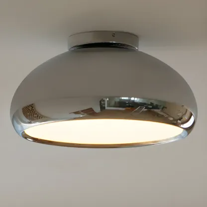 Modern Silver Round Semi Flush Ceiling Light Image - 4