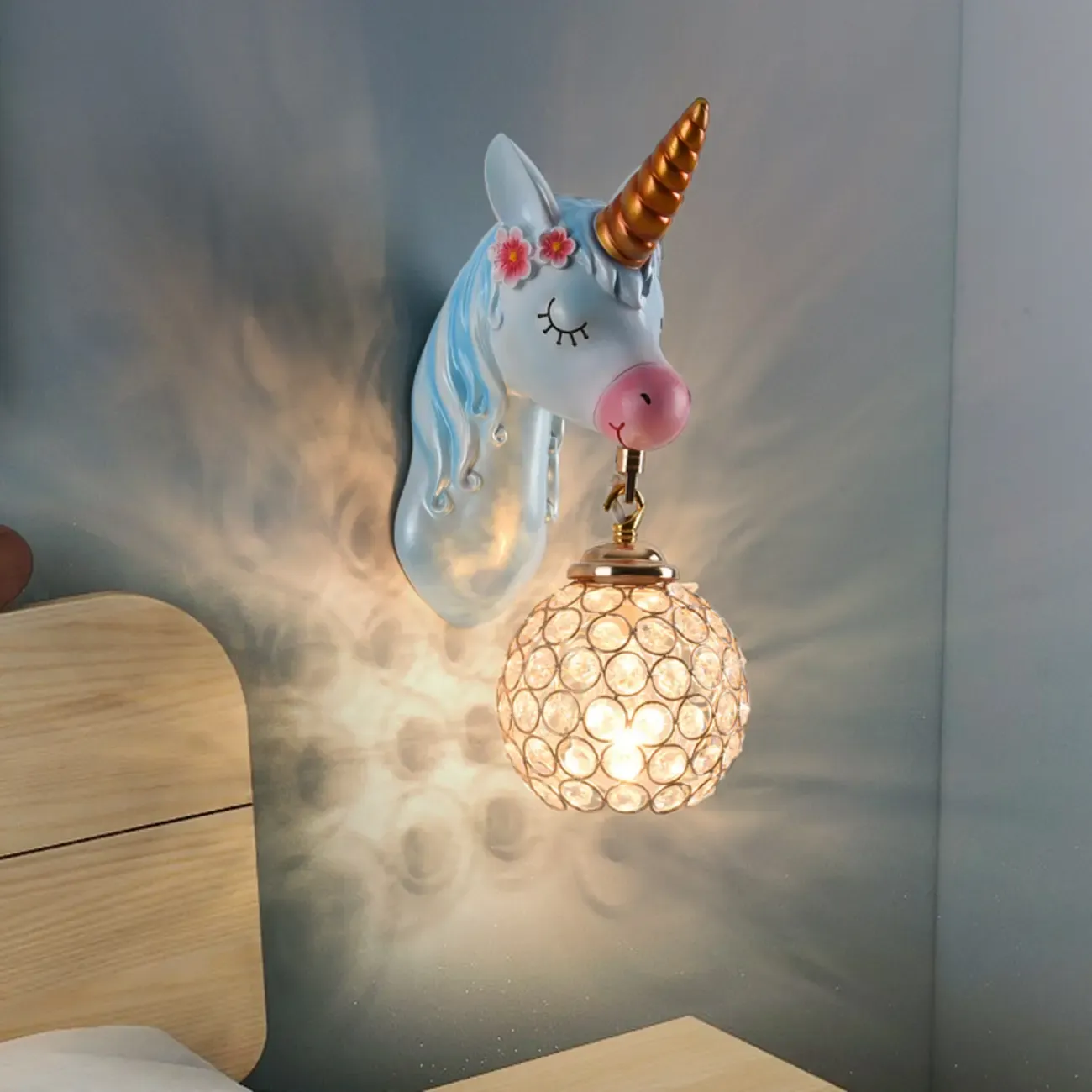 Modern Unicorn Resin Wall Light for Kids Room Image - 3
