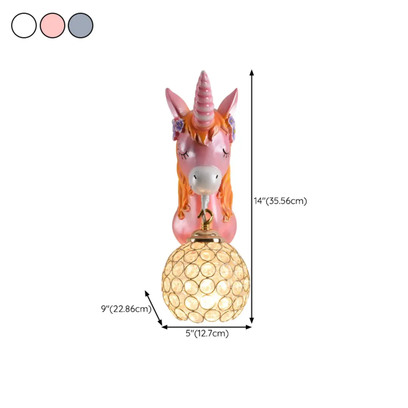 Modern Unicorn Resin Wall Light for Kids Room #size | homeyfad