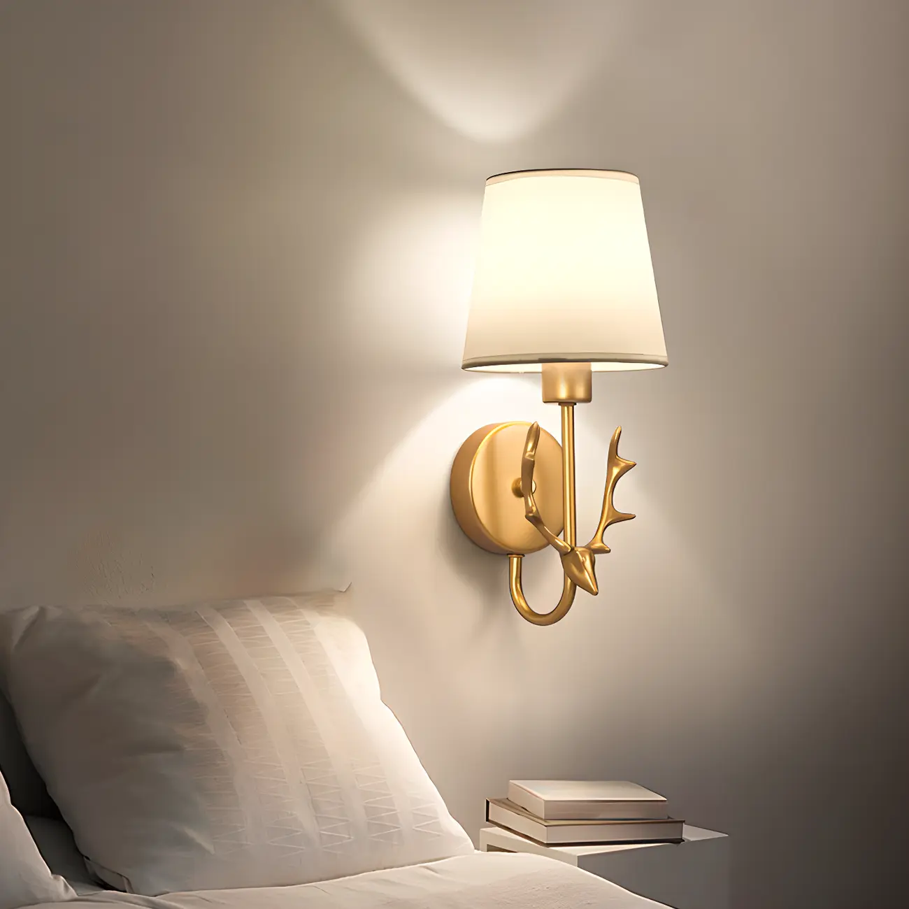 Modern Metal Wall Sconce with Fabric Shade for Bedroom Image - 1 | homeyfad