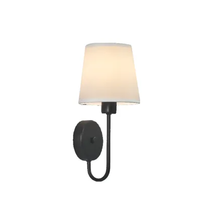 Modern Metal Wall Sconce with Fabric Shade for Bedroom Image - 5