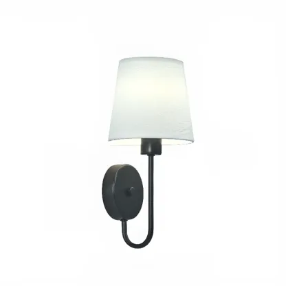 Modern Metal Wall Sconce with Fabric Shade for Bedroom Image - 8