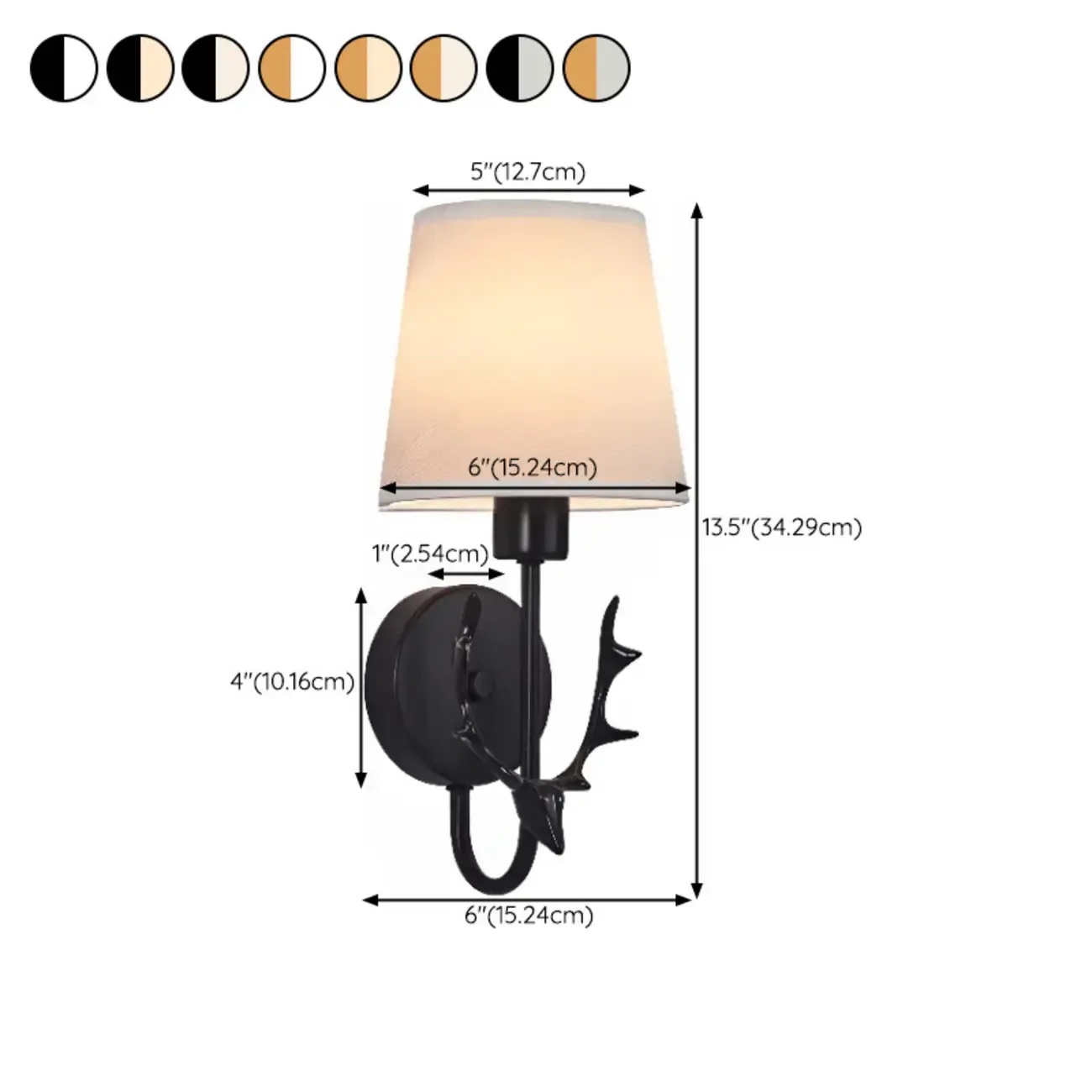 Modern Metal Wall Sconce with Fabric Shade for Bedroom #size