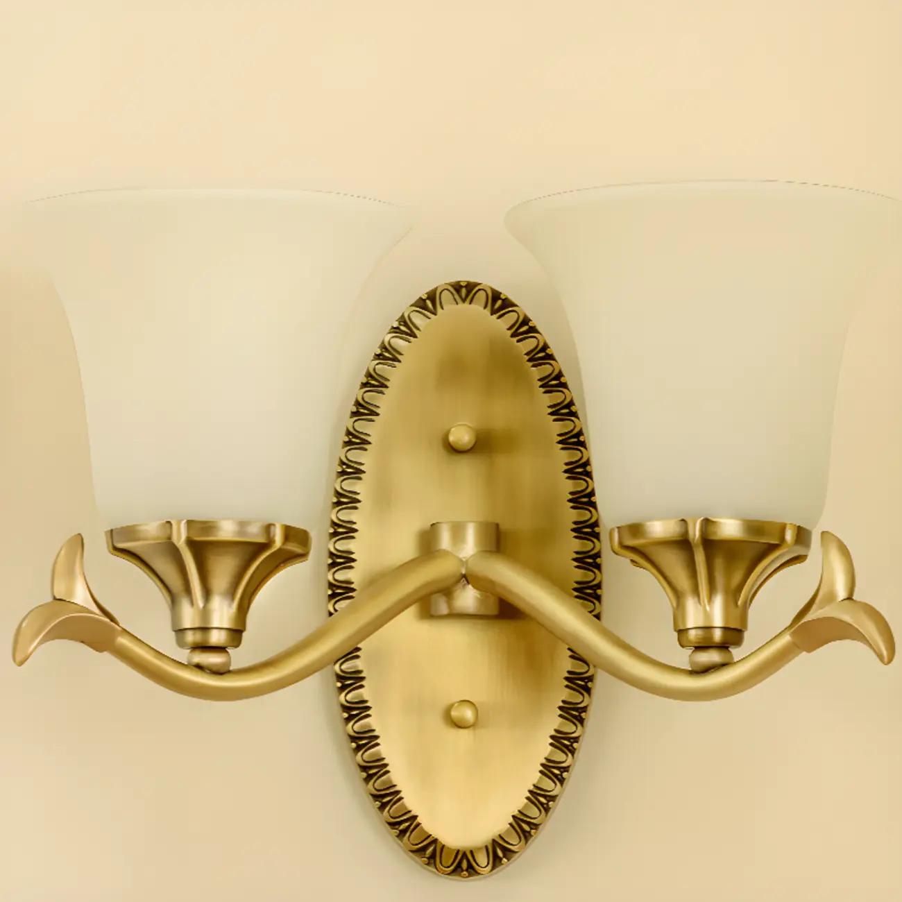 Vintage Gold Wall Light with Opalescent Glass Shade Image - 6 | homeyfad