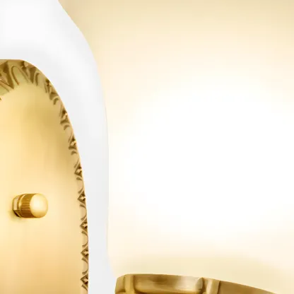 Vintage Gold Wall Light with Opalescent Glass Shade Image - 10