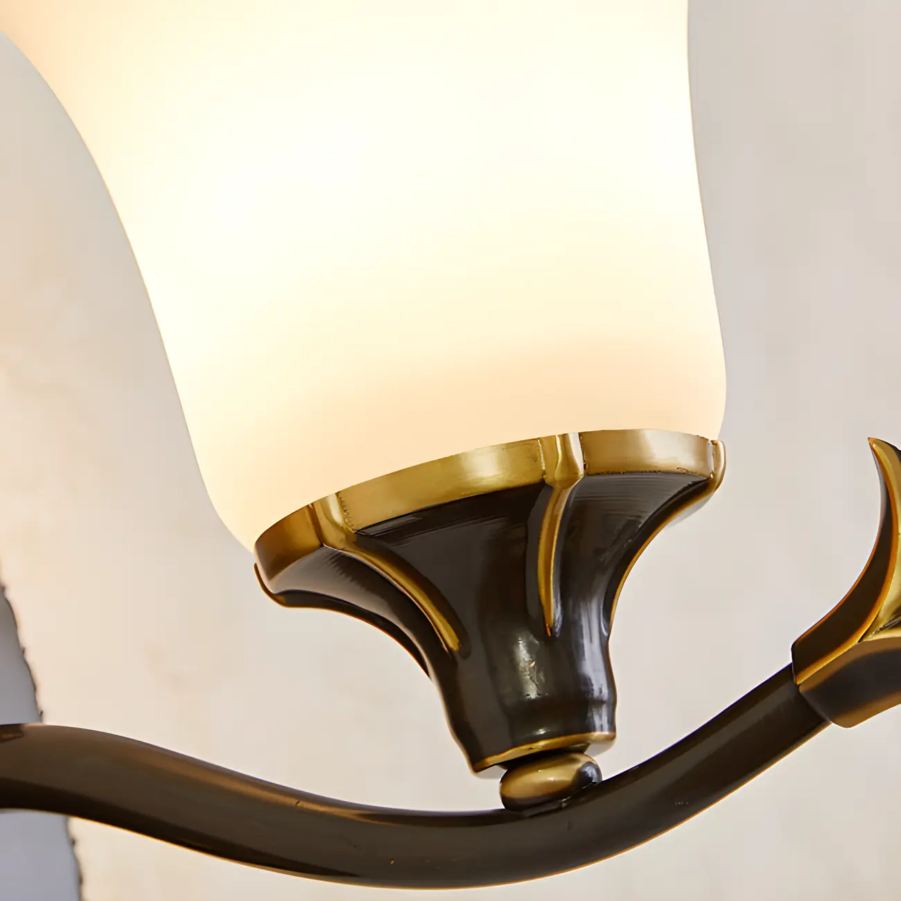 Vintage Gold Wall Light with Opalescent Glass Shade Image - 11 | homeyfad