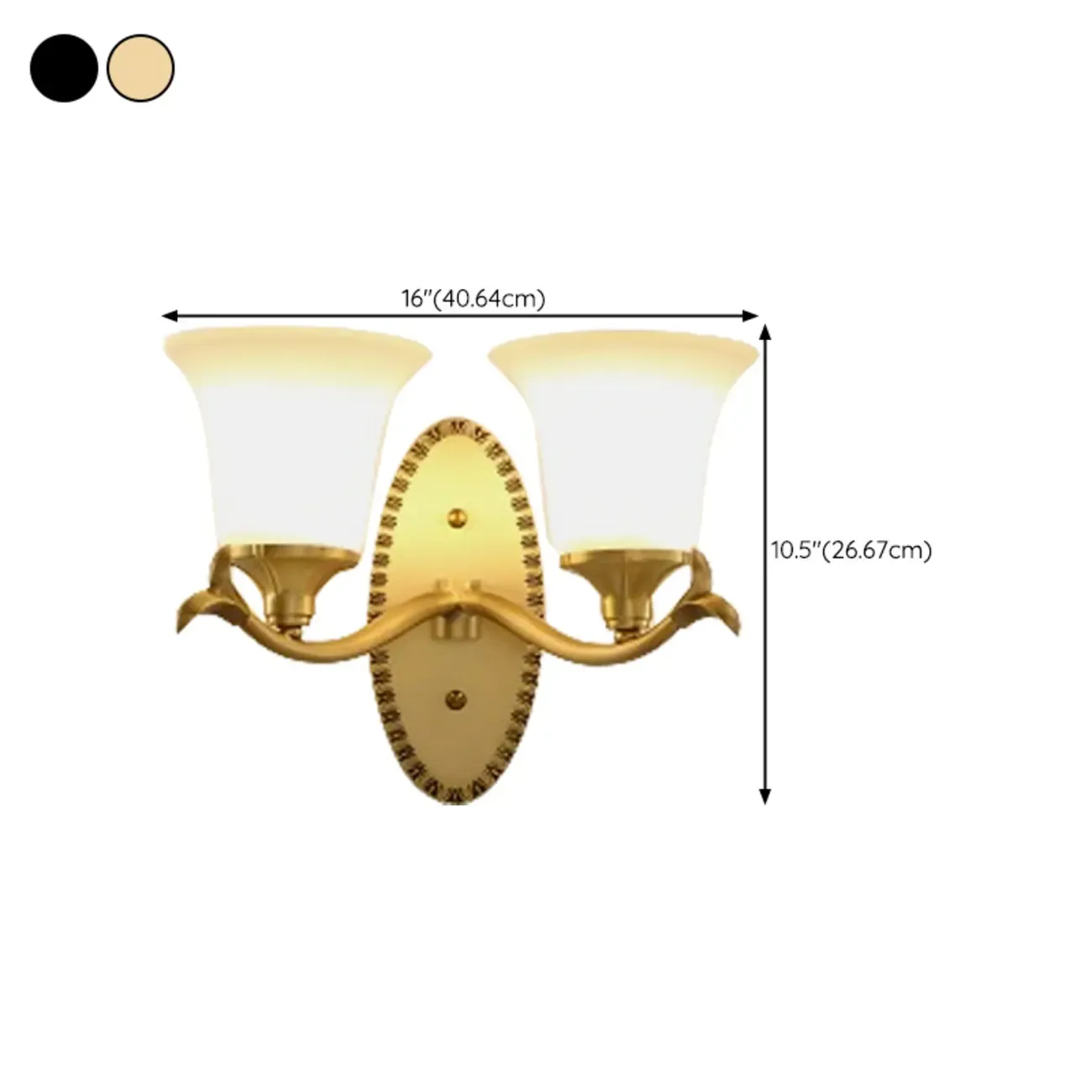 Vintage Gold Wall Light with Opalescent Glass Shade Image - 13
