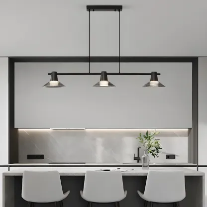 Modern Black Cone Glass Adjustable Island Light for Kitchen Area Image - 1