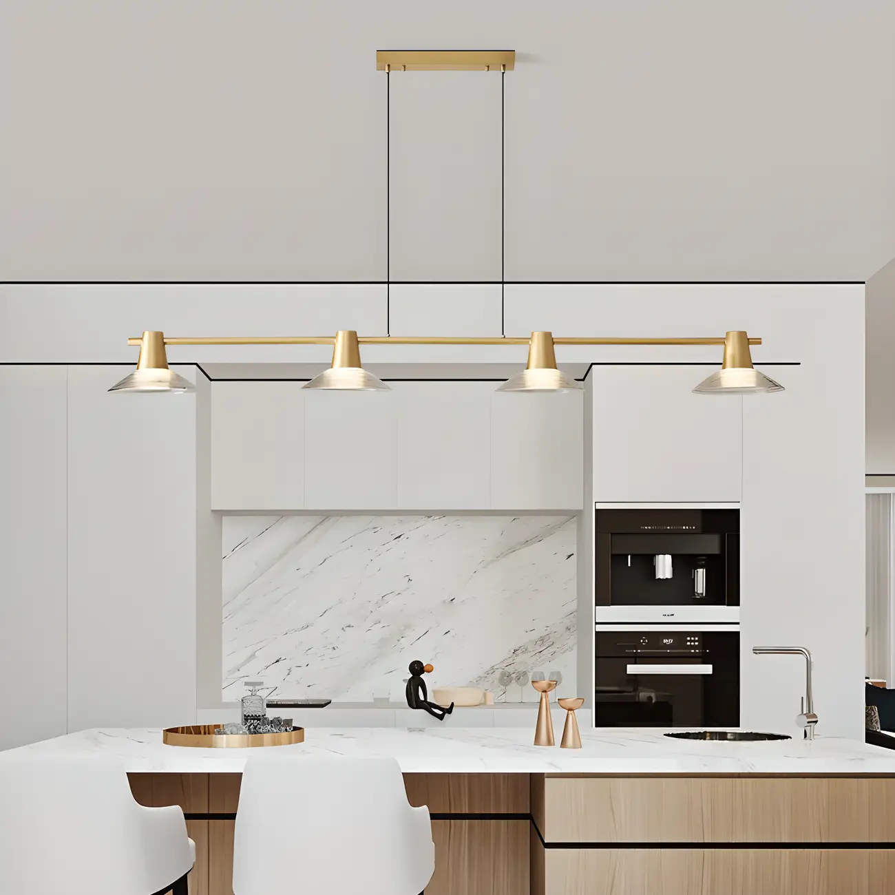 Modern Black Cone Glass Adjustable Island Light for Kitchen Area Image - 2 | homeyfad