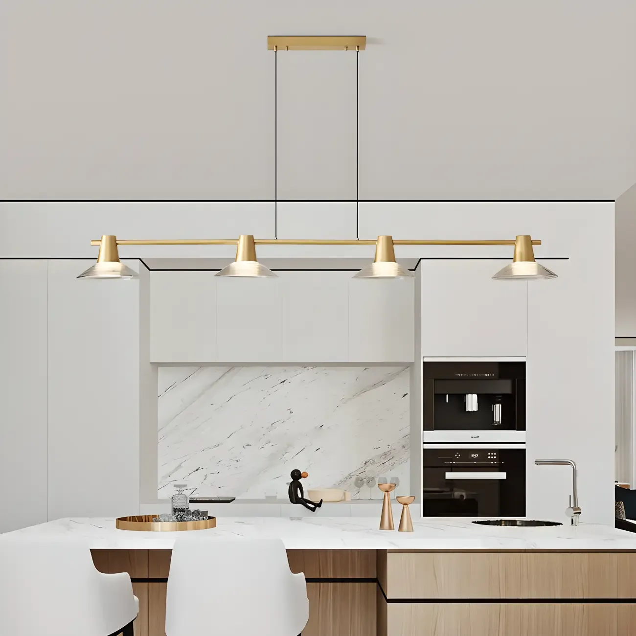 Modern Black Cone Glass Adjustable Island Light for Kitchen Area Image - 2