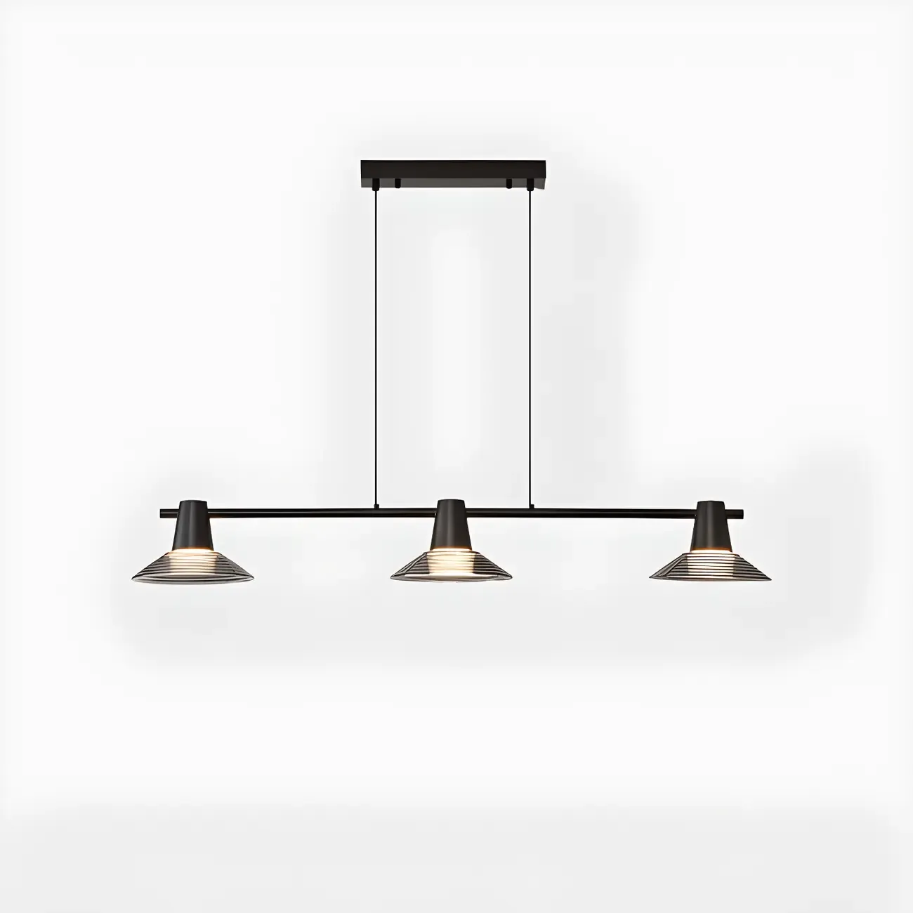 Modern Black Cone Glass Adjustable Island Light for Kitchen Area Image - 5