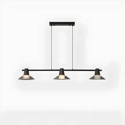 Modern Black Cone Glass Adjustable Island Light for Kitchen Area Image - 5