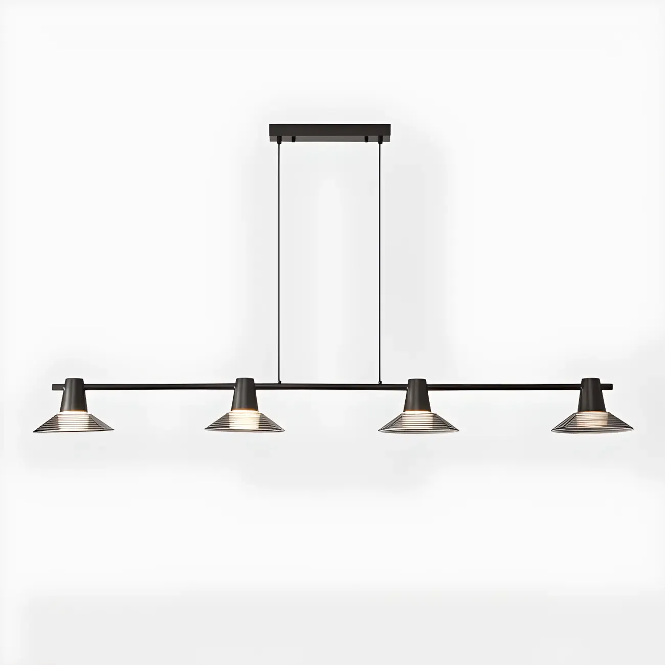 Modern Black Cone Glass Adjustable Island Light for Kitchen Area Image - 6