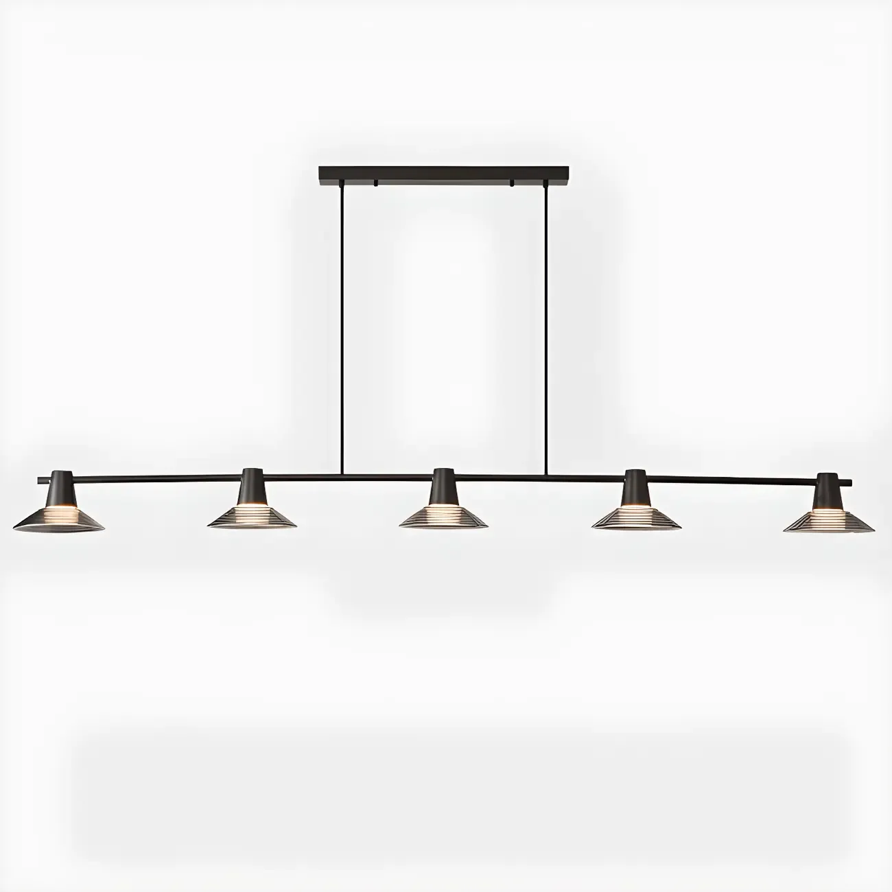 Modern Black Cone Glass Adjustable Island Light for Kitchen Area Image - 7