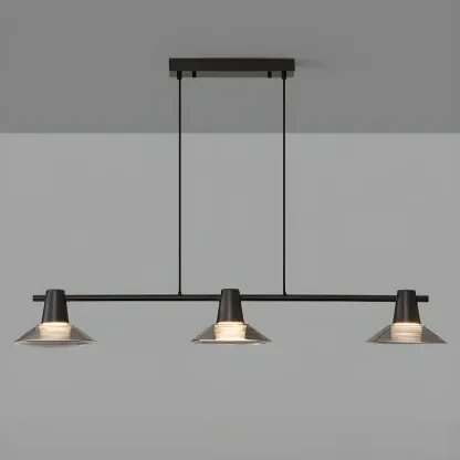 Modern Black Cone Glass Adjustable Island Light for Kitchen Area Image - 12