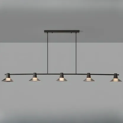 Modern Black Cone Glass Adjustable Island Light for Kitchen Area Image - 14