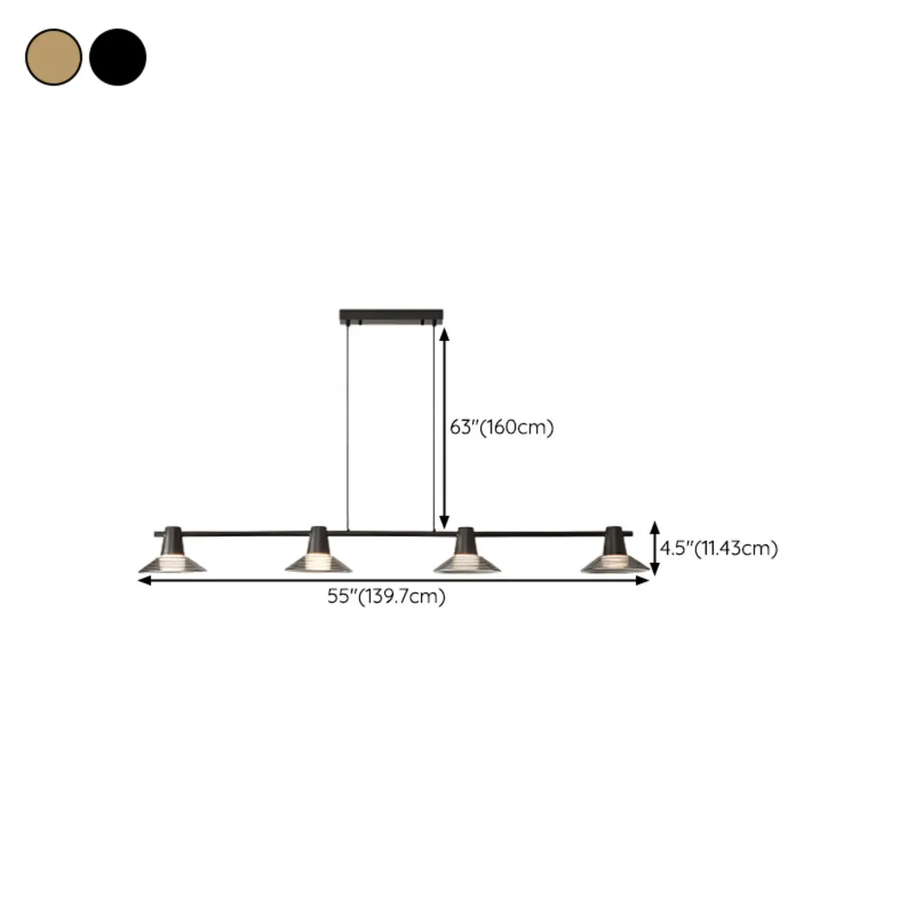 Modern Black Cone Glass Adjustable Island Light for Kitchen Area Image - 24