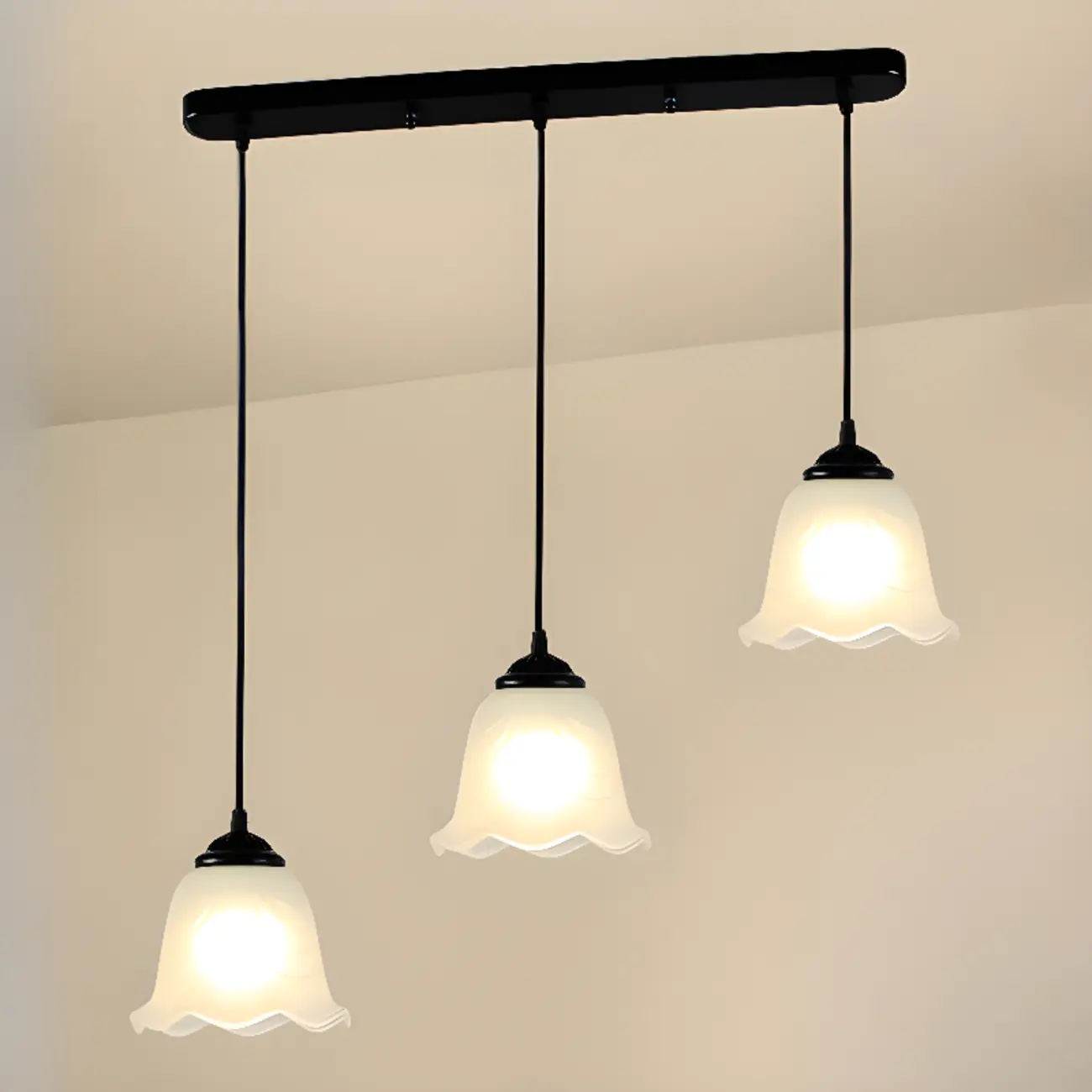 Modern Glass Island Pendant Light with Iron, 3-Lights Image - 5 | homeyfad