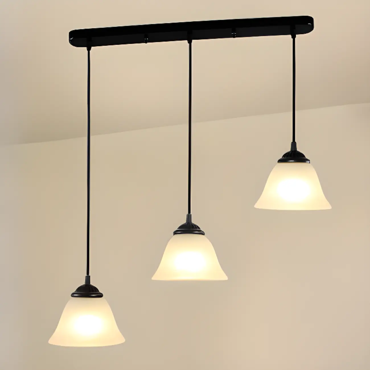Modern Glass Island Pendant Light with Iron, 3-Lights Image - 6 | homeyfad