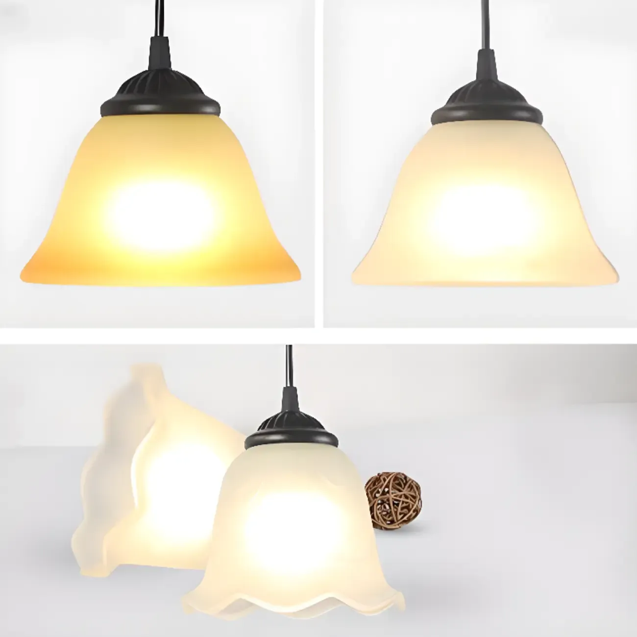 Modern Glass Island Pendant Light with Iron, 3-Lights Image - 9