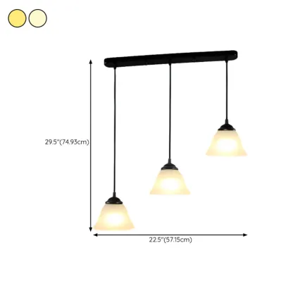 Modern Glass Island Pendant Light with Iron, 3-Lights Image - 11