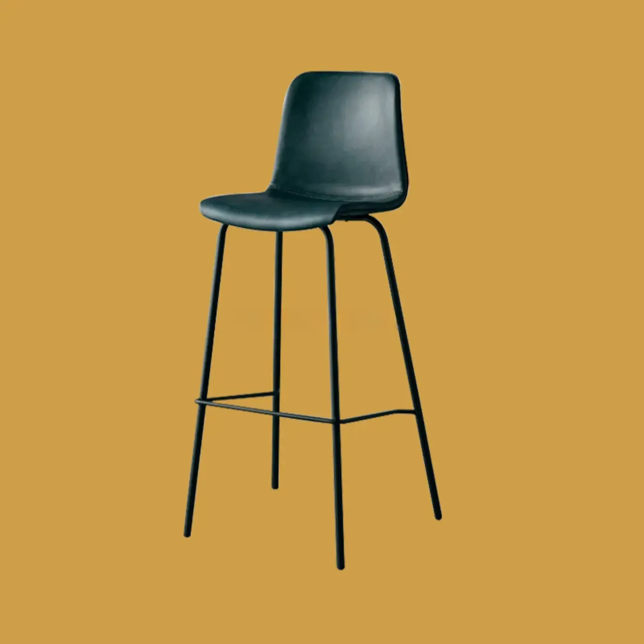 Simplistic Metal Frame Faux Leather Low Back Bar Stools Image - 5